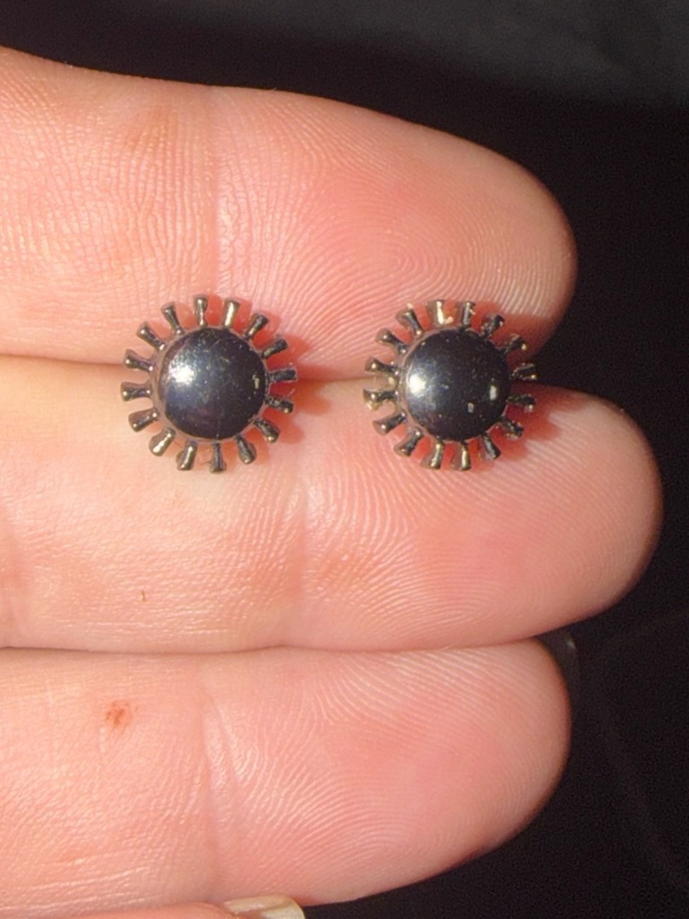 Black Sunburst Stud Earrings - Unbranded